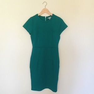 Green H&M mock basket weave exposed zipper dress